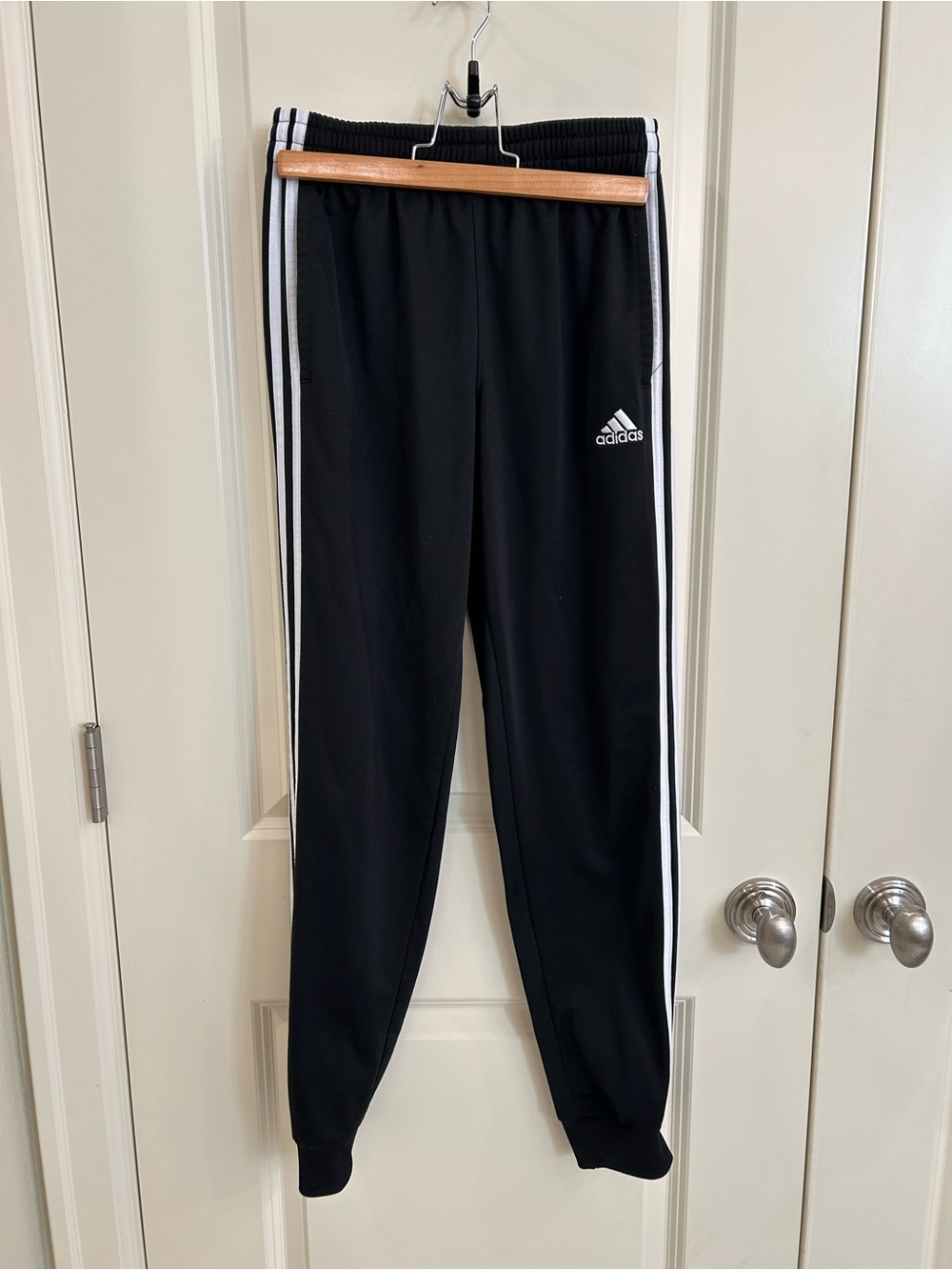 adidas Black Joggers with White Side Stripes